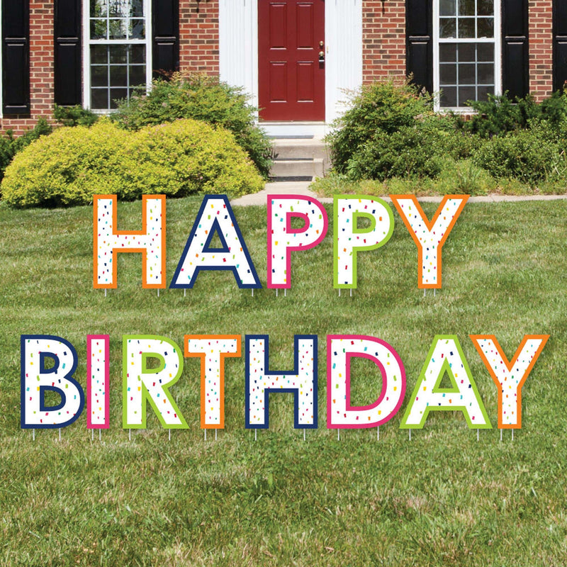 Cheerful Happy Birthday - Yard Sign Outdoor Lawn Decorations - Happy Birthday Yard Signs