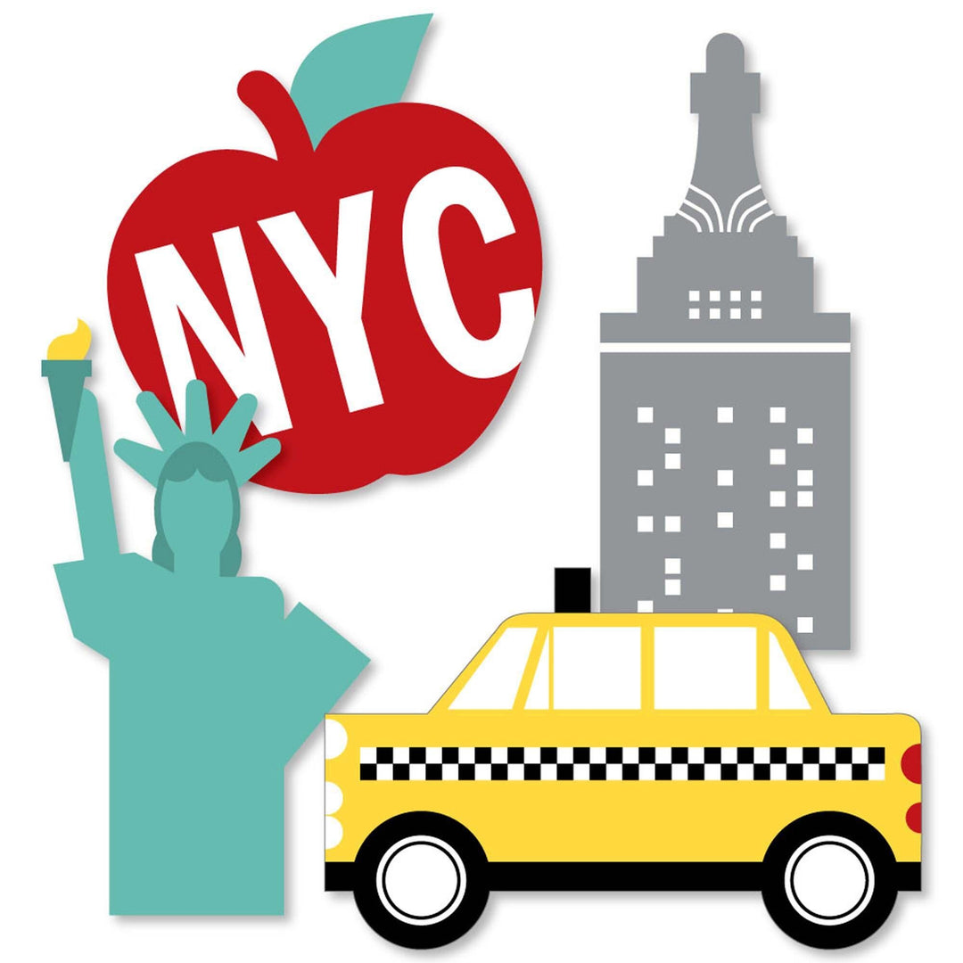NYC Cityscape - Big Apple, Taxi, Skyscraper and Lady Liberty Decorations DIY New York City Party Essentials - Set of 20