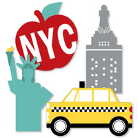 NYC Cityscape - Big Apple, Taxi, Skyscraper and Lady Liberty Decorations DIY New York City Party Essentials - Set of 20