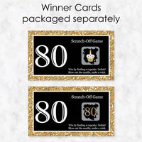 Adult 80th Birthday - Gold - Birthday Party Game Scratch Off Cards - 22 ct