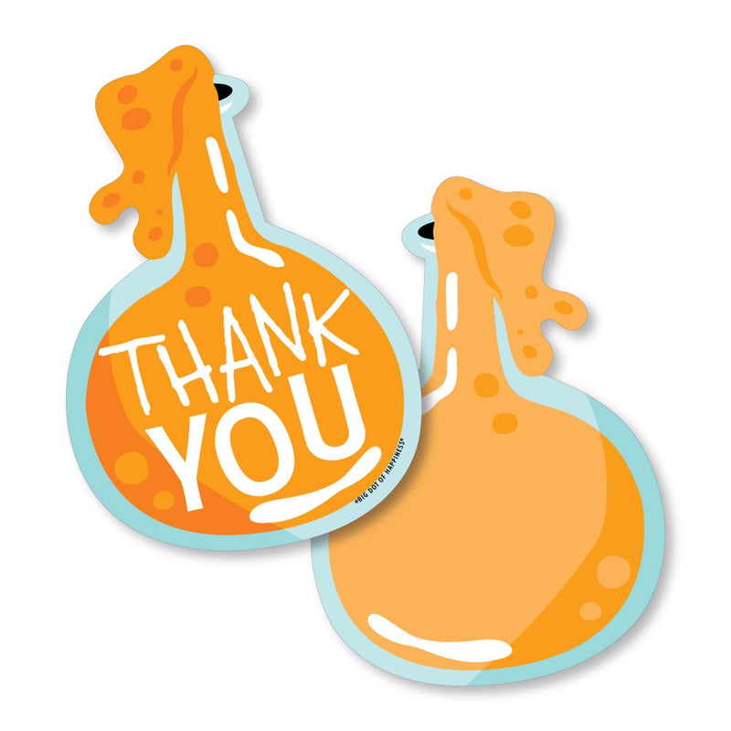 Scientist Lab - Shaped Thank You Cards - Mad Science Baby Shower or Birthday Party Thank You Note Cards with Envelopes - Set of 12