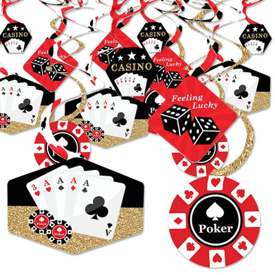 Las Vegas - Casino Party Hanging Decor - Party Decoration Swirls - Set of 40