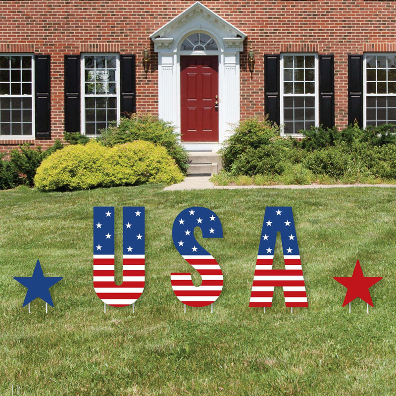 Stars & Stripes - Yard Sign Outdoor Lawn Decorations - Memorial Day, 4th of July and Labor Day USA Patriotic Party Yard Signs - USA