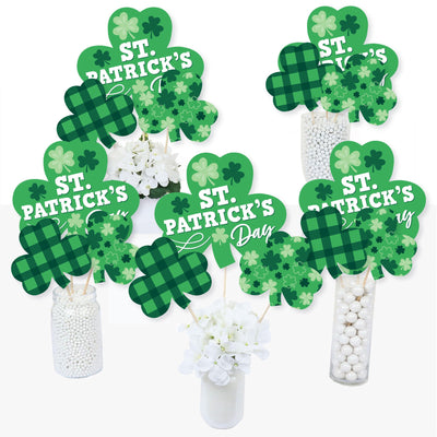 Shamrock St. Patrick's Day - Saint Patty's Day Party Centerpiece Sticks - Table Toppers - Set of 15