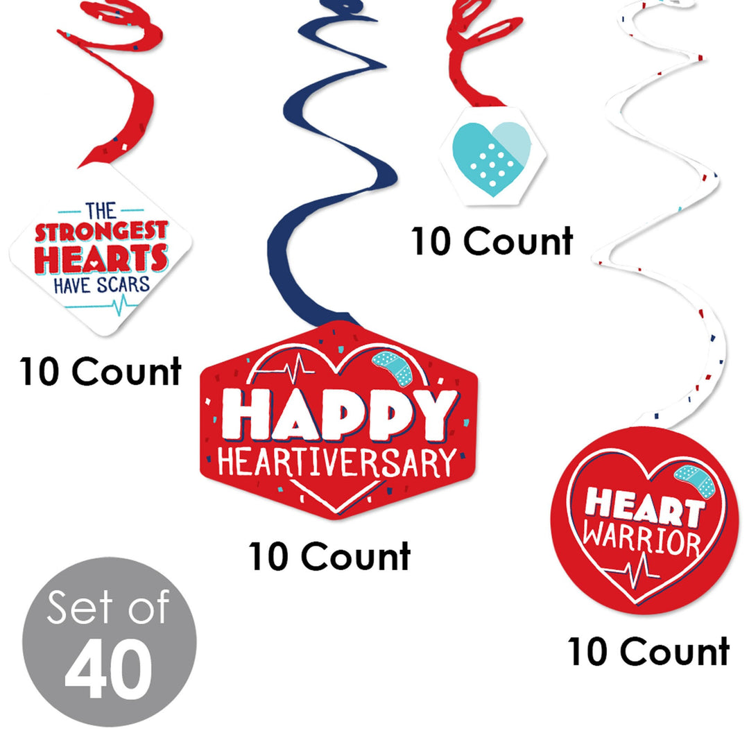 Happy Heartiversary - CHD Awareness Hanging Decor - Party Decoration Swirls - Set of 40