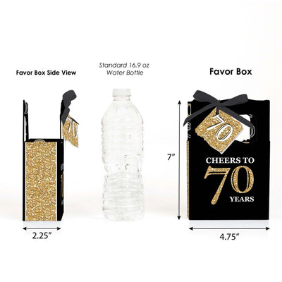 Adult 70th Birthday - Gold - Birthday Party Favor Boxes - Set of 12