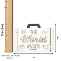 World Awaits - Bingo Cards and Markers - Travel Themed Party Shaped Bingo Game - Set of 18