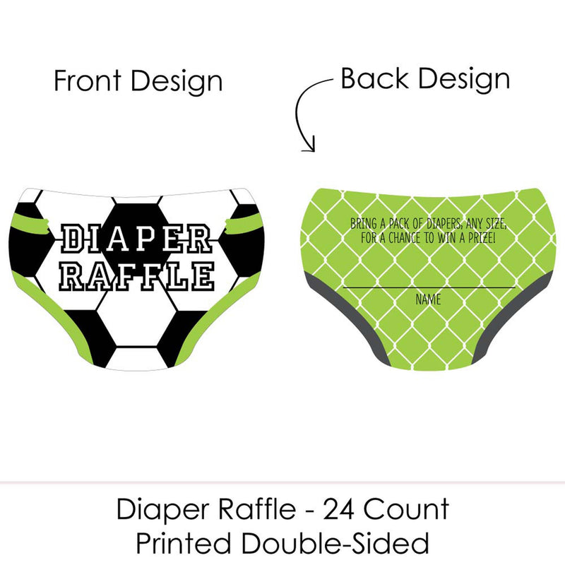 GOAAAL! - Soccer - Diaper Shaped Raffle Ticket Inserts - Baby Shower Activities - Diaper Raffle Game - Set of 24