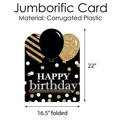 Adult Happy Birthday - Gold - Happy Birthday Giant Greeting Card - Big Shaped Jumborific Card - 16.5 x 22 inches