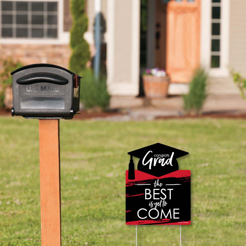 Red Grad - Best is Yet to Come - Outdoor Lawn Sign - Red Graduation Party Yard Sign - 1 Piece