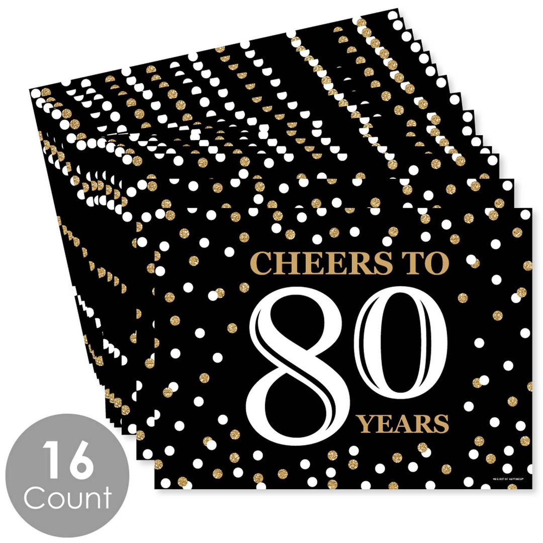 Adult 80th Birthday - Gold - Party Table Decorations - Birthday Party Placemats - Set of 16