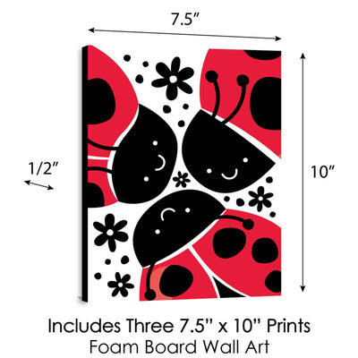 Happy Little Ladybug - Nursery Wall Art and Kids Room Decor - 7.5 x 10 inches - Set of 3 Prints