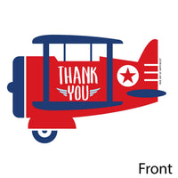 Taking Flight - Airplane - Shaped Thank You Cards - Vintage Plane Baby Shower or Birthday Party Thank You Note Cards with Envelopes - Set of 12