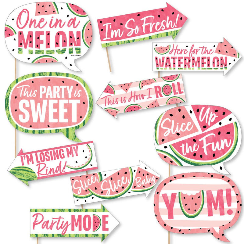 Funny Sweet Watermelon - Fruit Party Photo Booth Props Kit - 10 Piece
