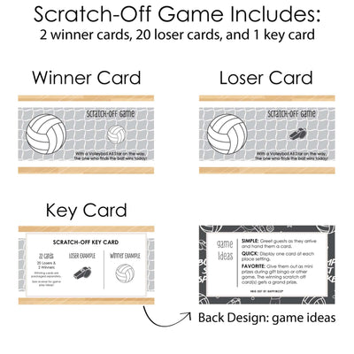 Bump, Set, Spike - Volleyball - Party Game Scratch Off Cards - 22 ct