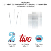 2nd Birthday Railroad Party Crossing - Chugga Chugga Two Two - Dessert Cupcake Toppers - Steam Train Second Birthday Party Clear Treat Picks - Set of 24