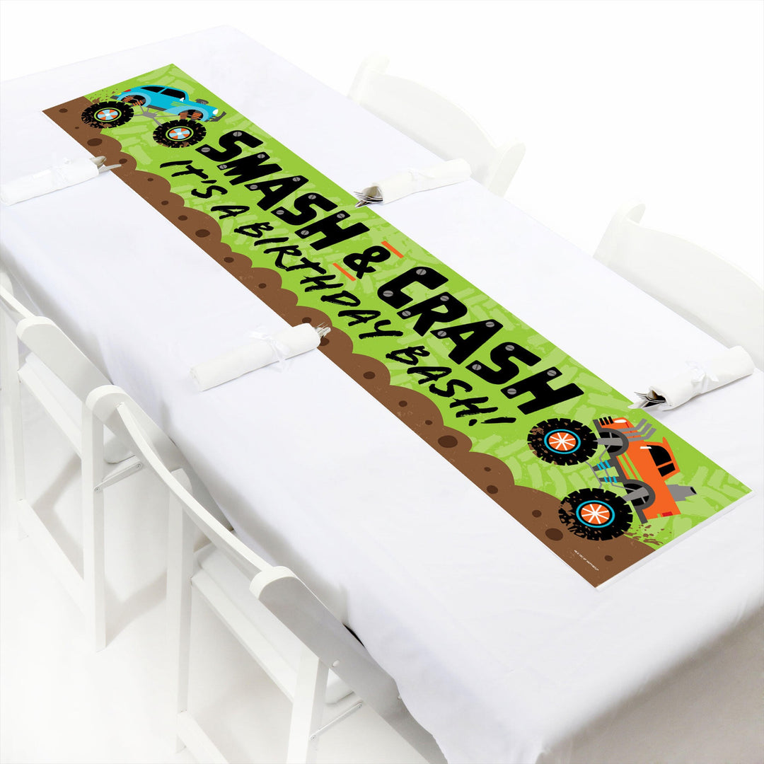Smash and Crash - Monster Truck - Happy Birthday Boy Birthday Party Decorations Party Banner