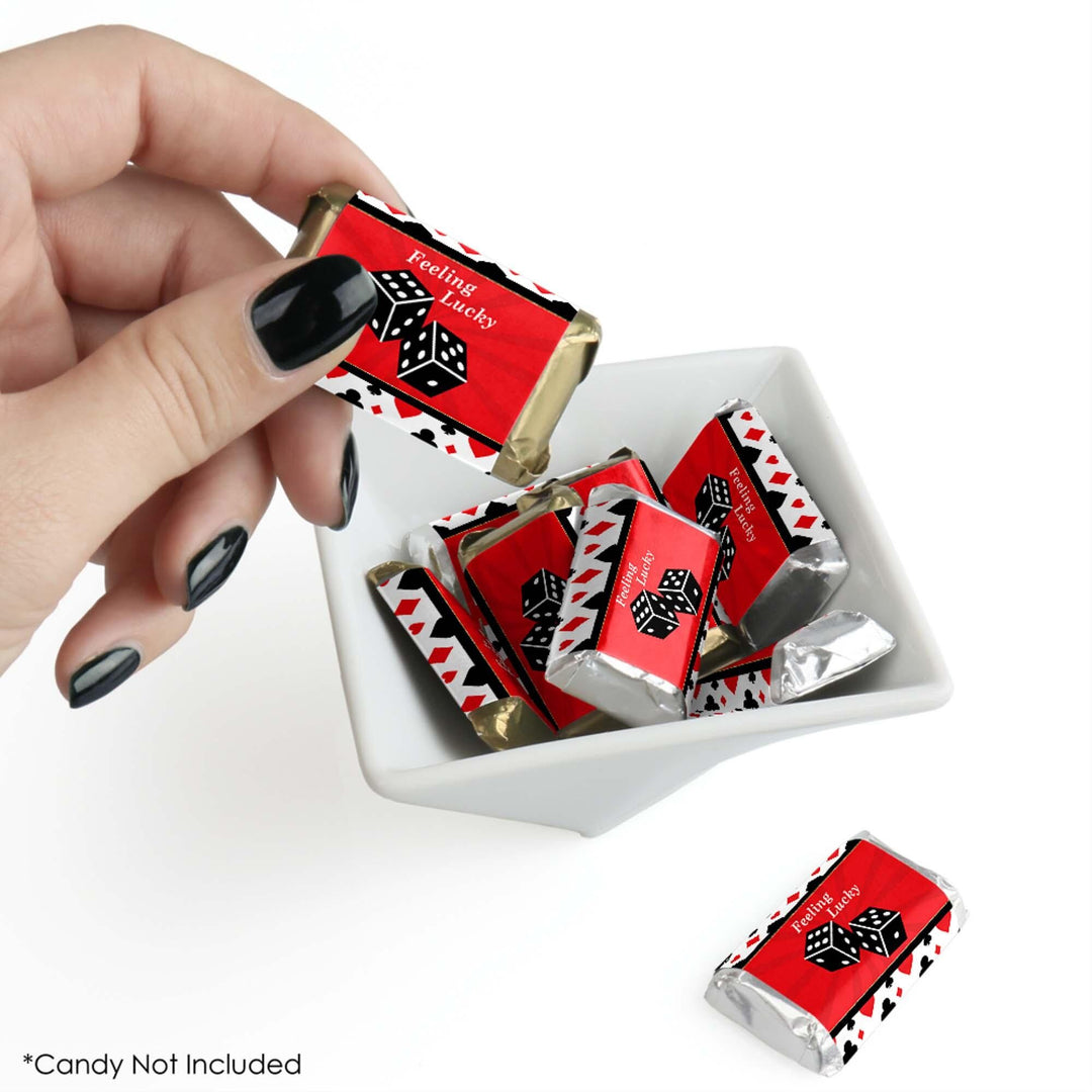 Las Vegas - Mini Candy Bar Wrapper Stickers - Casino Party Small Favors - 40 Count