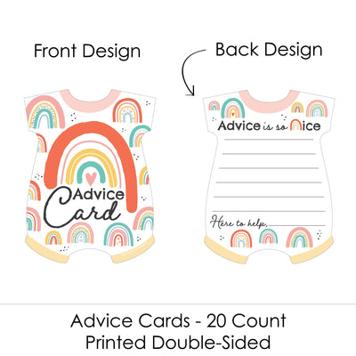 Hello Rainbow - Baby Bodysuit Wish Card Boho Baby Shower Activities - Shaped Advice Cards Game - Set of 20