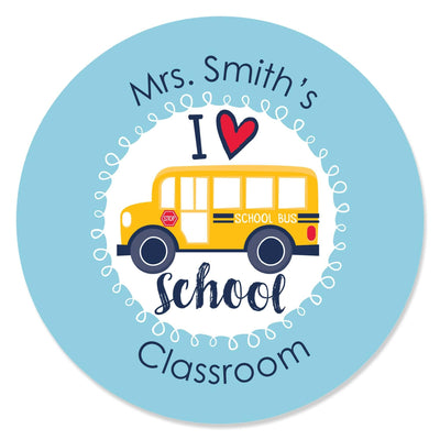 Back to School - Personalized First Day of School Classroom Decorations Circle Sticker Labels - 24 Count