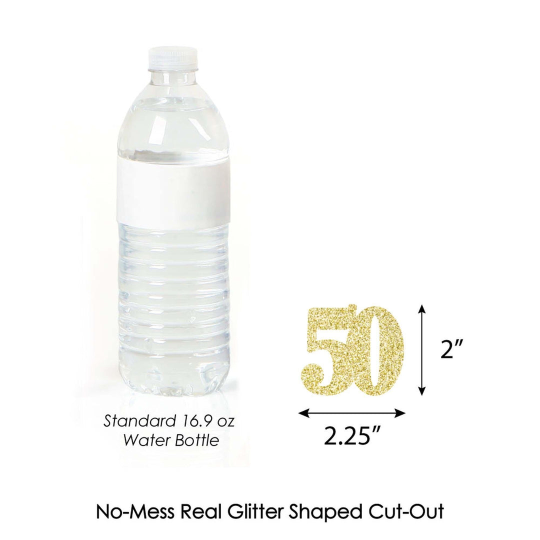 Gold Glitter 50 - No-Mess Real Gold Glitter Cut-Out Numbers - 50th Birthday Party Confetti - Set of 24