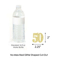 Gold Glitter 50 - No-Mess Real Gold Glitter Cut-Out Numbers - 50th Birthday Party Confetti - Set of 24