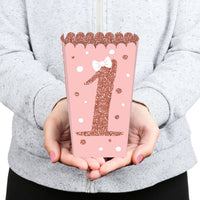 1st Birthday Little Miss Onederful - Girl First Birthday Party Favor Popcorn Treat Boxes - Set of 12