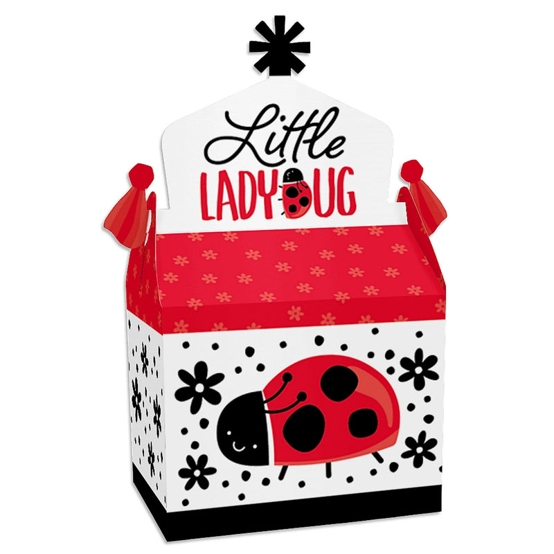Happy Little Ladybug - Treat Box Party Favors - Baby Shower or Birthday Party Goodie Gable Boxes - Set of 12
