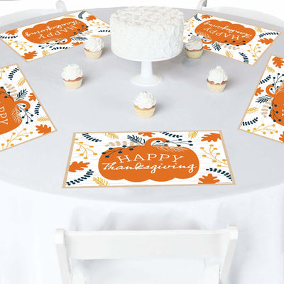 Happy Thanksgiving - Party Table Decorations - Fall Harvest Party Placemats - Set of 16