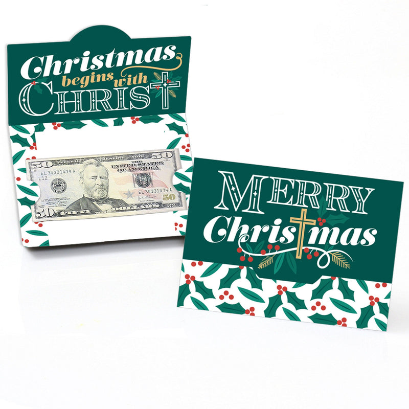 Religious Christmas - Merry Christmas Cross Money and Gift Card Holders - Set of 8