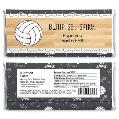 Bump, Set, Spike - Volleyball - Candy Bar Wrappers Party Favors - Set of 24