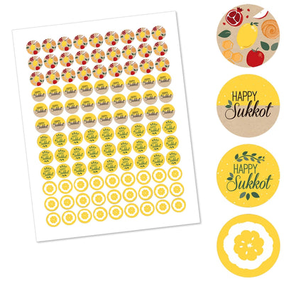 Sukkot - Round Candy Labels Sukkah Jewish Holiday Favors - Fits Hershey's Kisses - 108 ct