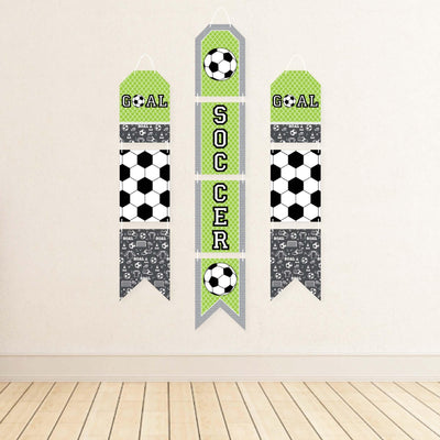 GOAAAL! - Soccer - Hanging Vertical Paper Door Banners - Baby Shower or Birthday Party Wall Decoration Kit - Indoor Door Decor