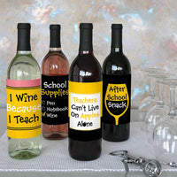 Best Teacher Gift - Teacher Appreciation Christmas Gift Decorations for Women and Men - Wine Bottle Label Stickers - First and Last Day of School Gifts for Teachers - Set of 4
