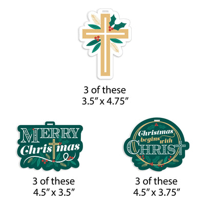 Religious Christmas - Merry Christmas Cross Decorations - Christmas Tree Ornaments - Set of 12