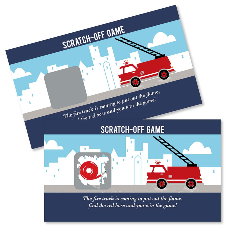 Fired Up Fire Truck - Firefighter Firetruck Baby Shower or Birthday Party Game Scratch Off Cards - 22 ct