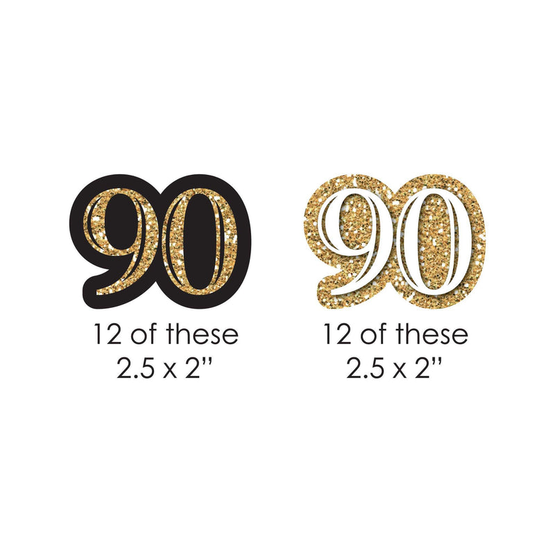 Adult 90th Birthday - Gold - DIY Shaped Party Paper Cut-Outs - 24 ct