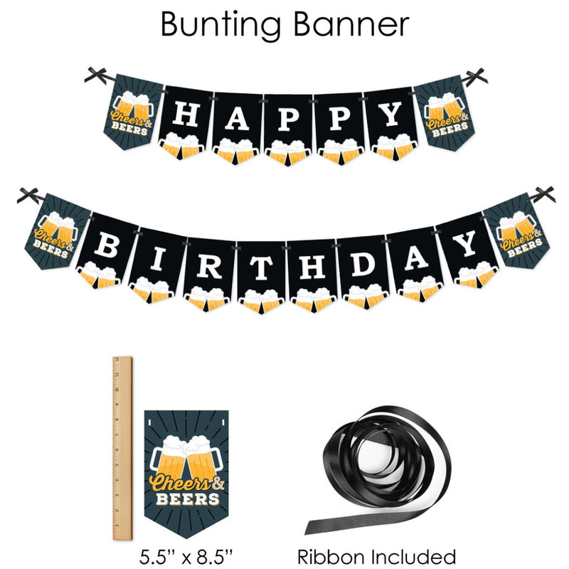 Cheers and Beers Happy Birthday - Birthday Party Supplies - Banner Decoration Kit - Fundle Bundle