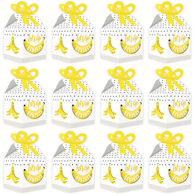 Let's Go Bananas - Square Favor Gift Boxes - Tropical Party Bow Boxes - Set of 12