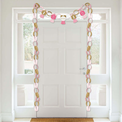 1st Birthday Girl - Fun to be One - 90 Chain Links and 30 Paper Tassels Decoration Kit - First Birthday Party Paper Chains Garland - 21 feet