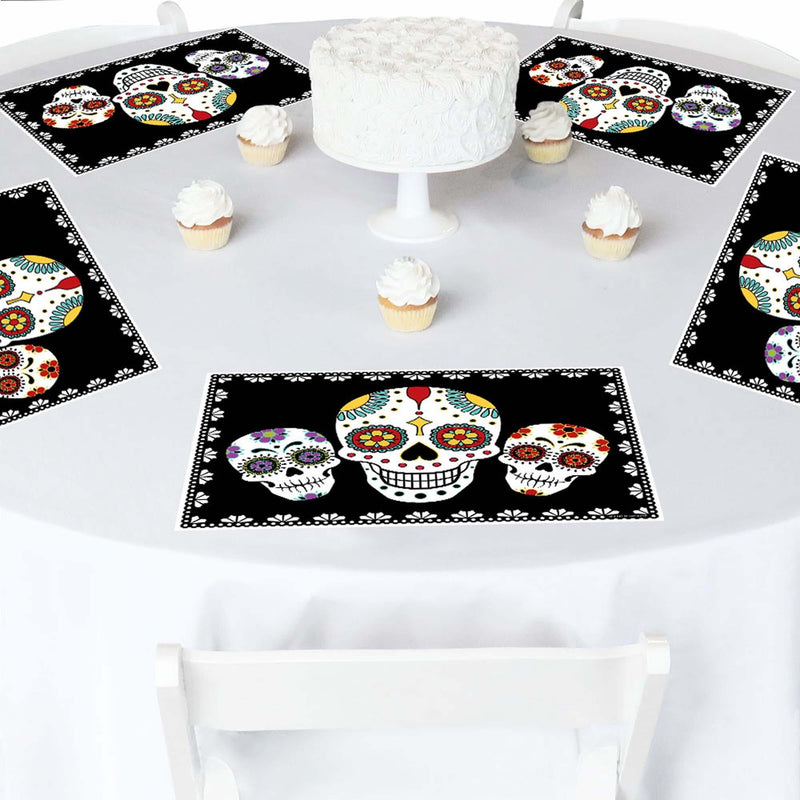 Day of the Dead - Party Table Decorations - Halloween Sugar Skull Party Placemats - Set of 16