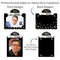 Adult 50th Birthday - Gold - Birthday Party Picture Centerpiece Sticks - Photo Table Toppers - 15 Pieces