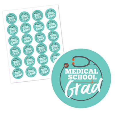 Medical School Grad - Doctor Graduation Circle Sticker Labels - 24 ct