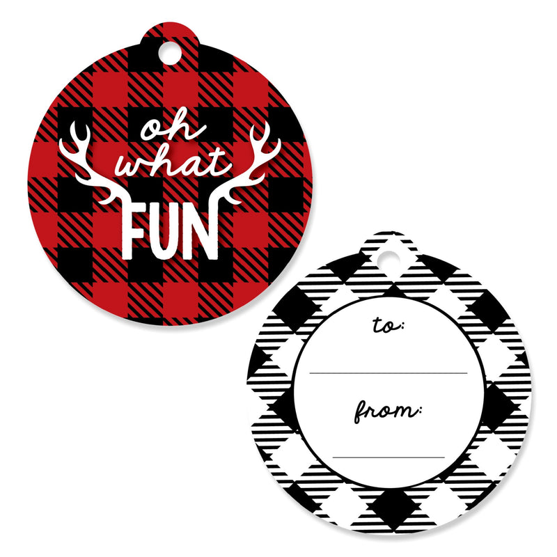 Prancing Plaid - Buffalo Plaid Holiday To and From Favor Gift Tags - Set of 20