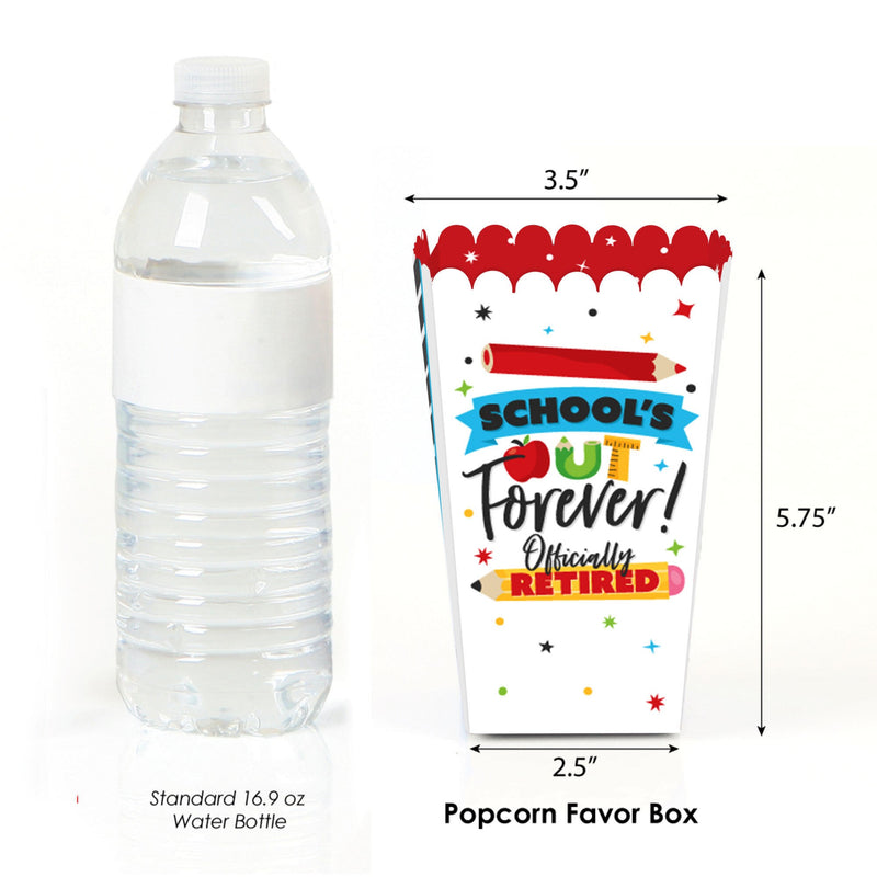 Teacher Retirement - Happy Retirement Party Favor Popcorn Treat Boxes - Set of 12
