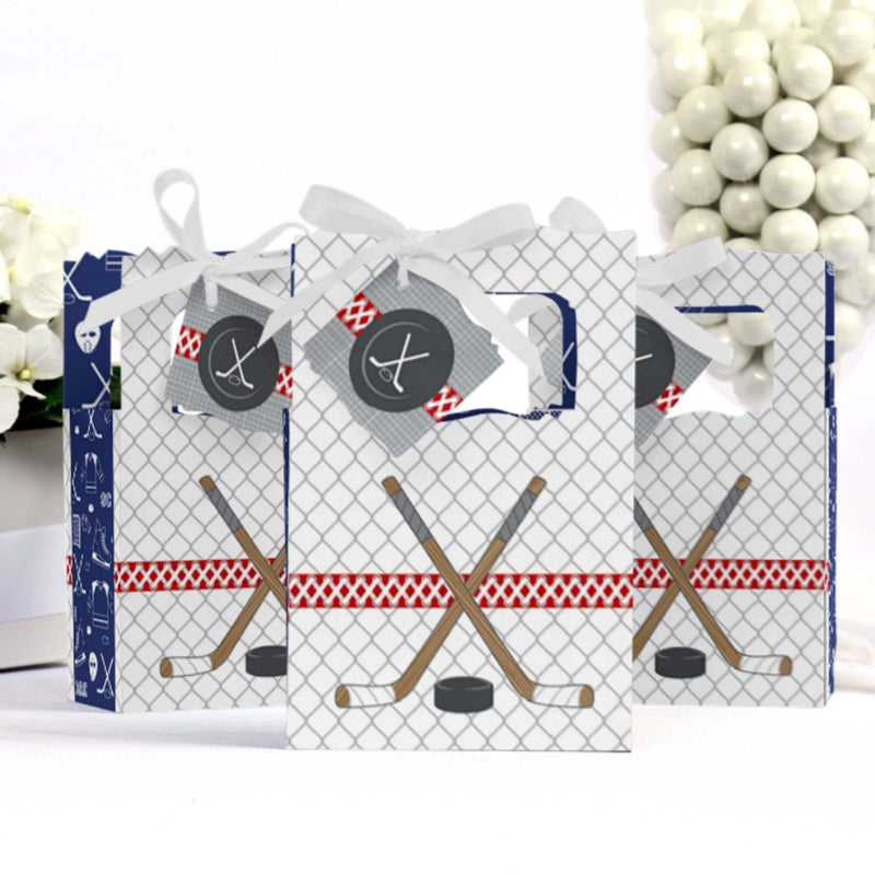 Shoots & Scores! - Hockey - Baby Shower or Birthday Party Favor Boxes - Set of 12