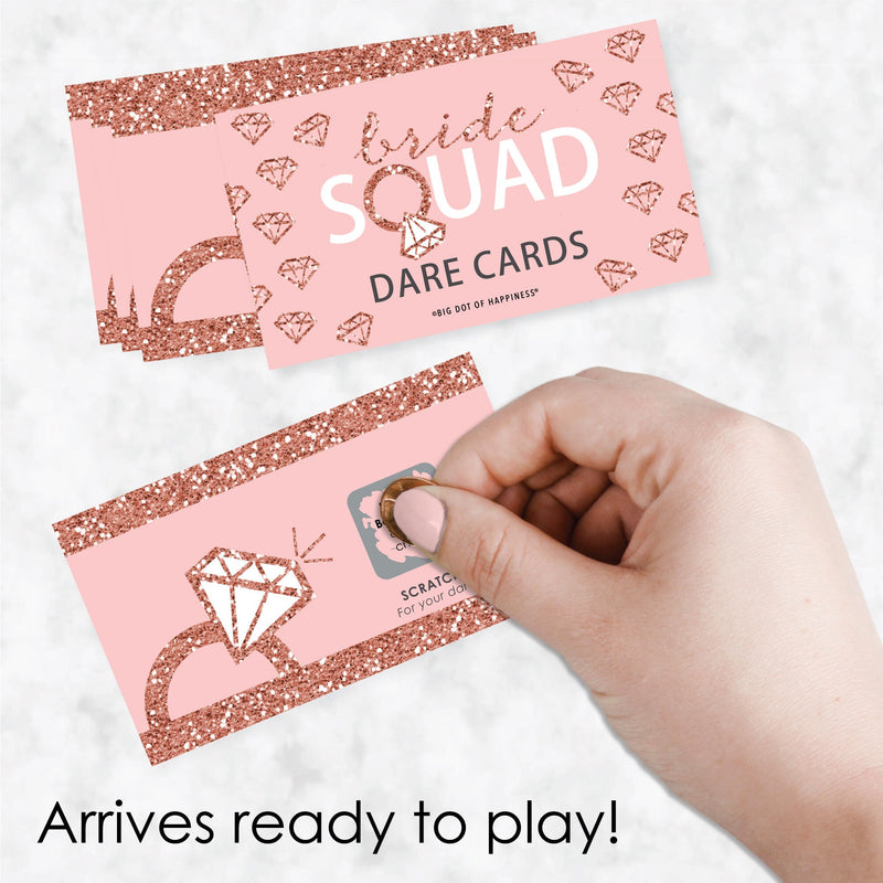 Bride Squad - Rose Gold Bridal Shower or Bachelorette Party Game Scratch Off Dare Cards - 22 Count