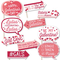 Funny Happy Galentine's Day - Valentine's Day Party Photo Booth Props Kit - 10 Piece