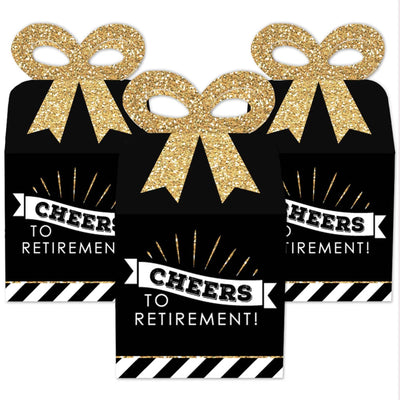 Happy Retirement - Square Favor Gift Boxes - Retirement Party Bow Boxes - Set of 12