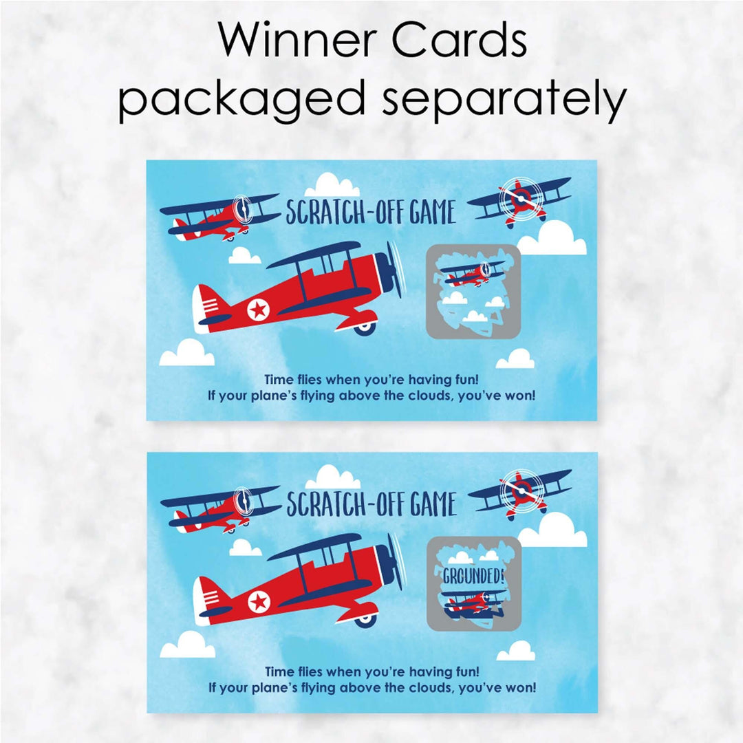 Taking Flight - Airplane - Vintage Plane Baby Shower or Birthday Party Scratch Off Cards - 22 Count